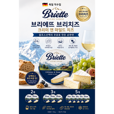 [독일직수입] 브리에뜨 브리치즈 크리미 앤 마일드 125g 알프스산맥지역의 우유로 만든 순한 우유맛 치즈 가정용 업소용, 2개