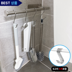 모먼트온 스텐 304 무타공 욕실 청소도구 걸이, 무광실버, 1개