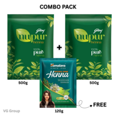 Godrej Nupur Henna 500g+500g Get Natural Shine henna 120g FREE Combo pack, 1개, 메한디