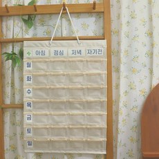 홈플홈 패브릭 주머니 어르신 약달력, 1개, 아이보리