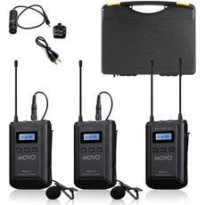 Movo WMX-20-DUO 48채널 UHF 무선 소형 마이크 시스템 수신기 1개 송신기 2개 라펠 마이크 2개 DSLR 카메라와 호환 가능 (100.6 m(330 피트
