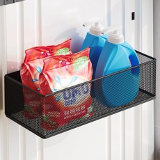 워촹스 세탁실 마그네틱 철제 바구니 자석이강한 자석 수납선반 대용량, 블랙