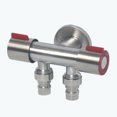 온수용 스텐 두갈래 커플링 수도꼭지 베란다 세탁기 양갈래 슬림수전 슬림밸브, 온수용 두갈래 슬림밸브, 1개