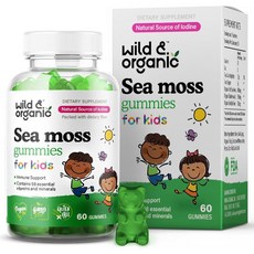 Wild Organic 아일랜드 씨모스 젤리 for Kids 800mg 비건 젤 츄 60개의 Non-GMO