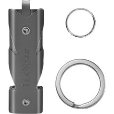 Tibitdeer 티타늄 비상 호루라기 120db 안전 키체인 링 포함, 1개, 그레이 (더블 파이프/ 열쇠고리 포함)