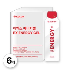 코오롱제약 이엑스 에너지젤 마라톤 파워젤 퍼펙트 엑티브 자전거파워젤 운동 하이브리드 에너지 사과맛 아미노산 스포츠 보충젤, 6개, 15회분