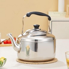 不銹鋼燒水壺傢用鳴音壺煤氣燃氣電磁爐煲水壺大容量茶壺湯壺, 1個, 食品級巨厚410款 4L 贈百潔佈+清潔