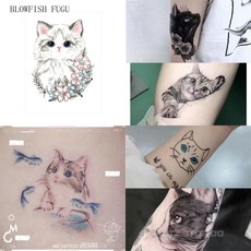 BLOWFISH FUGU 0023타투스티커 문신스티커/귀여운 고양이 스티커 6종, 1, 1개