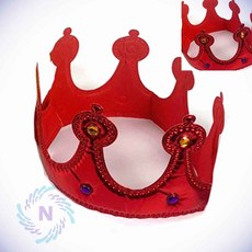 스펀지왕관 레드 코스튬 소품 생일모자 생일축하모자