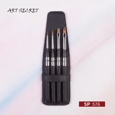 Artsecret SP 576 세이블 헤어 황동 페룰 PU 파우치 수채화 페인트 아트 브러시 4, 1개