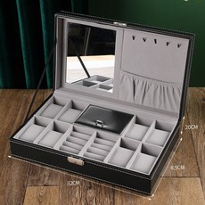 투명 시계 케이스 남녀공용 워치 커버 투명한 충격흡수, 기본 반지 사이즈, 블랙 8 + 2칸 시계 보석함