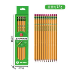 黃杆鉛筆 HB 六角桿 小學生兒童鉛筆 文具用品, 1個, 12支,HB