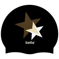 bella 벨라 골드스타 블랙 수영모 실리콘 수영모자, 1개
