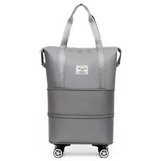 Hong Fu 滾輪行李包 可擴展大容量旅行袋 多功能運動肩背手提兩用行李包, 02.灰色, 1個