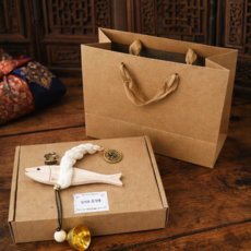 신비로운 전통 액막이 명태 엽전 선물 패키지 세트 집들이 개업 선물 도어벨 엽전 현관 선물 포장세트, 원목