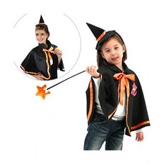 (미니윗치 망토세트-오렌지)망토 머리띠 파티의상 hii+7033Kq