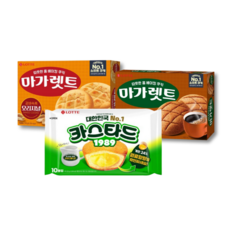 롯데 카스타드 230g 1개 마가렛트 오리지널 352g 1개 마가렛트 구운모카 352g 1개 (총3개), 1세트, 934g