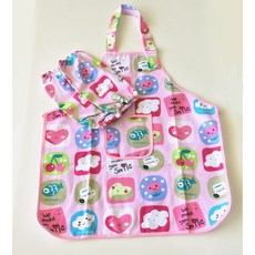 兒童圍裙 附袖套 韓風圖案 畫畫衣 廚房工作服