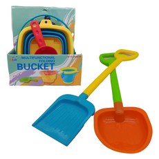 SOAK 兒童沙灘玩具套裝，多功能可折疊水桶，挖沙工具組，兒童大號鏟子, 1個, 400g, 綜合