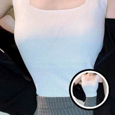 소프트 스퀘어넥 나시 여성 나시 스퀘어넥 편안한 터치 탄탄한 짜임 화이트 상의 여름 패션 데일리룩 베이직 스타일 캐주얼 트렌디 dda+4867op