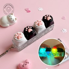 노디샵 반짝이는 LED 4구 키캡 키링 7종, 1개, 냥젤리키캡