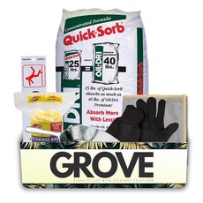 Oil Dri 오일 흡수제 + Hillman 안전 표지판 번들 점보 옐로우 보관 가방 작업 장갑 11.4cm(4.5인치) 스쿱 및 극세사 천 포함 - 선물 세트 (6개 품, Oil Dri 오일 흡수제 + Hillman 안전 표지