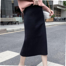 골지스커트 겨울 H라인 골지 니트 허리 밴딩 롱치마 스커트 4컬러