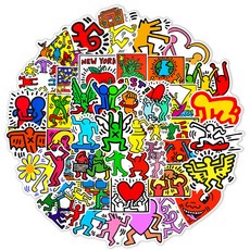 클레이피아 키스 해링 Keith Haring 캐리어 스티커 방수 리무버블 꾸미기 팝 아트 여행 가방
