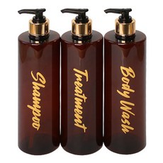 로맨틱노벰버 골드 욕실 디스펜서 3종 세트, 실린더 브라운 500ml/골드 스크립트, 3세트