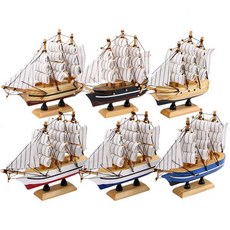 배 모형 데두트 나무 돛단배 6팩 미니어처 모델 선박 항해 장식용 테이블탑 바다 테마 홈 데코 5.5x5x1.2 인치, 데두트 나무 돛단배 6팩 미니어처 돛단배 모델 선박 항, 1개