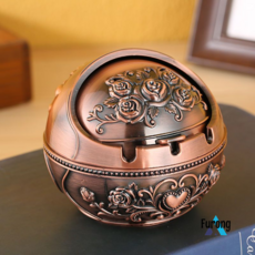 세계일주 커버 복고풍 창조적 인 성격 가을 저항하는 유럽 가정 거실 커피 테이블 대형 고급 재떨이를 가진 재떨이 방풍, 구홍통 [장미], 9cm * 10.5cm, 1개