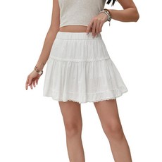 여성용 여름 하늘거리는 반바지 캐주얼 보헤미안 러플 티어드 치마바지 면 하이 웨이스트 미니 스커트 골프 테니스 화이트. S