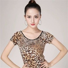 여성 라틴댄스 스커트 레오파드 프린트 미니 치마 봄여름 하의 연습복