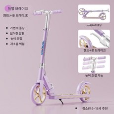 두발 킥보드 퀵보드 초등학생 수동 어린이 스턴트스쿠터 스쿠터 접이식 보드, 2. 퍼플 (6-17세)