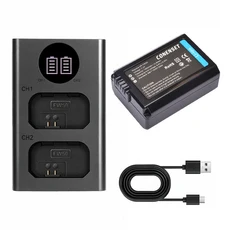 NP-FW50 NP 배터리 + LED USB 듀얼 충전기 (소니 A6000 A7 용), 05 Charger and Battery