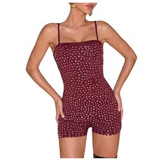 발레복 체조 여성 점프수트 유니타드 WDIRARA 롬퍼 반바지 파티 클럽 라인스톤 민소매 유니폼 스파클