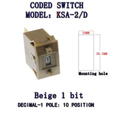 KSA-2/D BCD 코드 이진 출력 푸시 휠/썸휠 0-9C 금도금 터미널 블록 0-9 자리 십진 코드 베이지 색, 05 1 bit Beige, 01 빠른