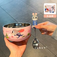 주토피아 아기 식기 316L 스텐 이유식 그릇 유아식기 아이 선물 식판, 주디 선물세트 500ml