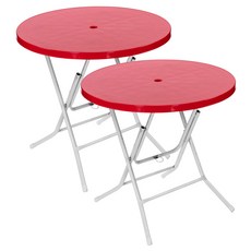 플라스틱테이블 원형테이블 야외테이블 편의점 포장마차 간이 접이식, 레드 2개