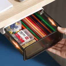 단비밸리 공간활용 부착식 심플라인 책상 밑 서랍 붙이는 수납함 1+1, 1단, 블랙 1+1