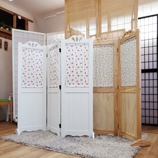 [높이 130cm]플라워 패널 미니 천연 소나무 원목 파티션 작은 가림막 낮은 가벽, 3단 내추럴