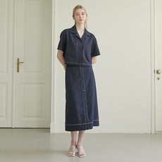 [백화점정품] 플라스틱아일랜드 롱스커트 배색스티치 A라인 스커트 (PQ2WS482)