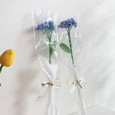 (당일발송) 이지유 뜨개 꽃 DIY 포장리본 세트 시들지않는 졸업식 화이트데이 프로포즈 선물, 2개, 블루 물망초