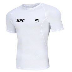 MMA 搏擊散打拳擊緊身速幹運動服, 白色,L