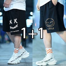 AURALA 2장세트 남자 여름 빅사이즈 오버핏 캐주얼 반바지