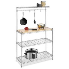 Whitmor Supreme Baker's Rack with Food Safe 이동식 우드 도마 - 금속 414513, Whitmor Supreme Baker's Rack w