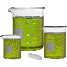 Corning PYREX #1000 그리핀 로우 폼 자석 젓는 바가 있는 유리 비커 세트 - 3가지 사이즈 - 50ml 100ml 250ml, Corning PYREX #1000 그리핀 로우 폼 자