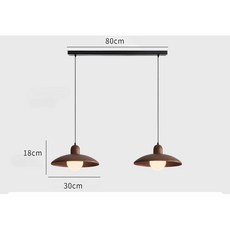 華燈惠 北歐簡約胡桃木三頭餐廳燈 創意民宿餐桌吧檯臥室輕奢飛碟吊燈, 雙頭胡桃木色, 雙頭胡桃木色