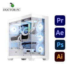 닥터PC 4K 영상편집 컴퓨터 조립PC 동영상 게이밍 프리미어프로 스케치업 유튜브 방송용 스케치업, 화이트, 500GB, 32GB, WIN11 Home, 지포스 RTX 5060, 옵션6. 14400