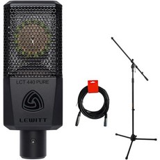 콘덴서마이크 핸드폰 asmr MIC Lewitt LCT440퓨어 단일 패턴 콘덴서 마이크 번들 Auray MS5230F 삼각대 스탠드 및 XLRXLR 케이블 포함, 1개
